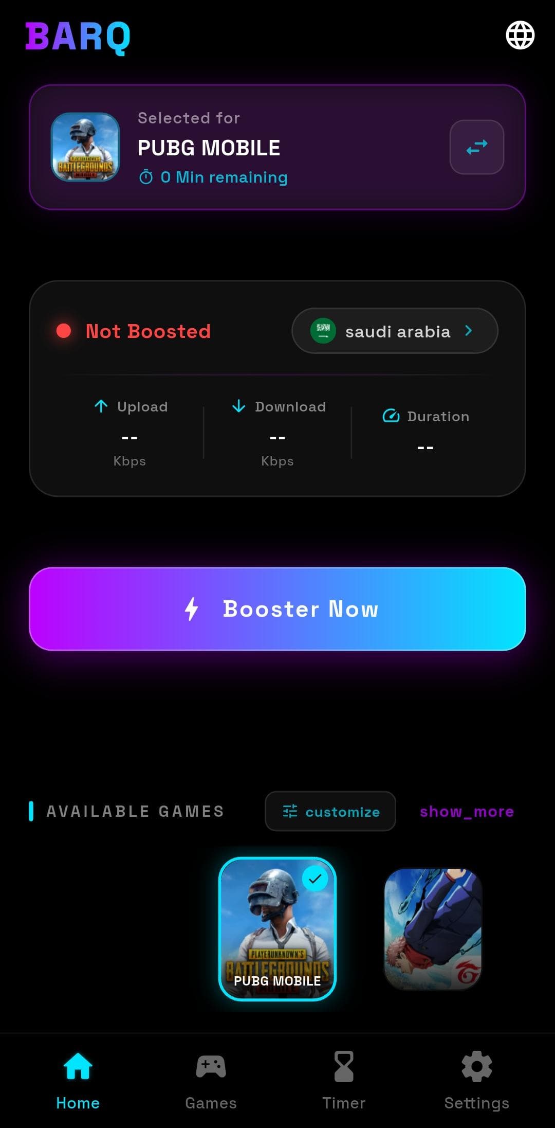 BarqBooster Mobile App Interface